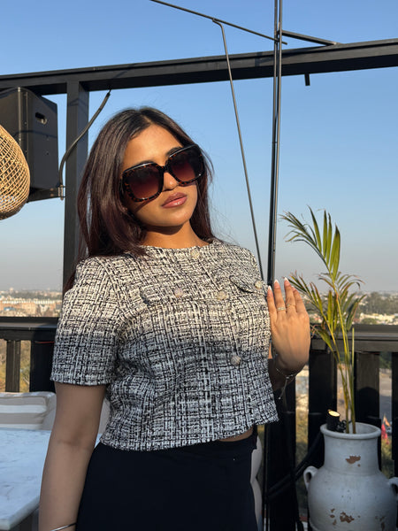 Milo Black Tweed Top