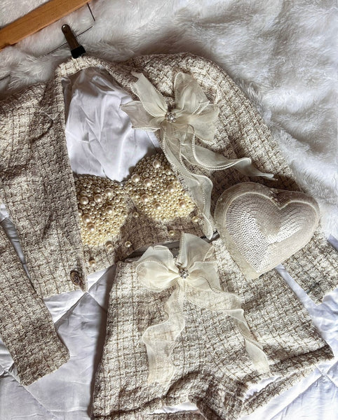 Luxe Pearls Hand-work Tweed Co-ord Set