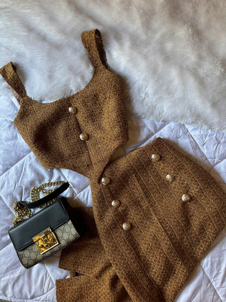 Chocolate Old Money Tweed Co-ord Set